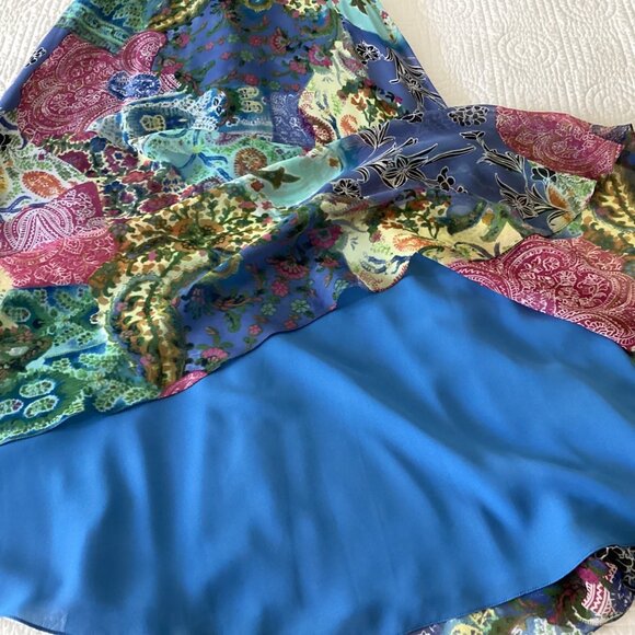 Talbots Womens Silk Midi Dress Multicolor Paisley Pattern V-Neck Spaghetti Strap - Picture 9 of 15